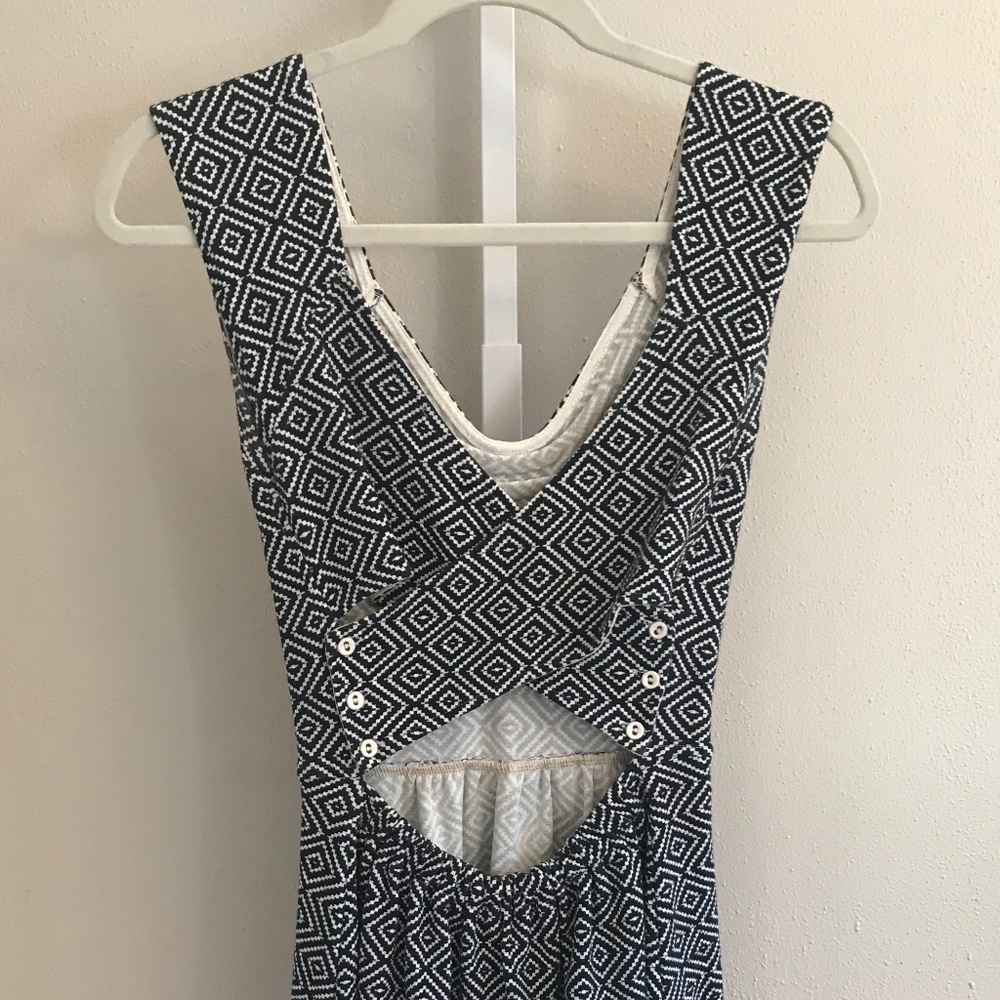 Blue and White Patterned Knit Dress